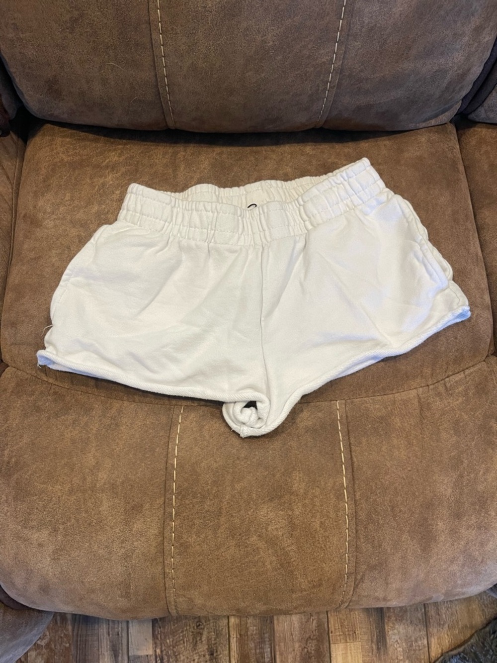 Garage Women's White Elastic-Waist Terry Shorts